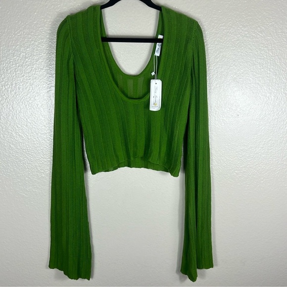 HEAVY MANNERS 'Money Green' Little Miss Cozy Knit Top - Picture 5 of 11